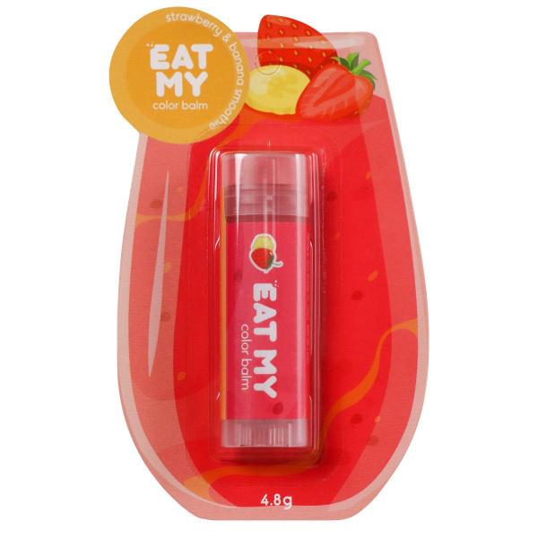 EAT MY оттеночный бальзам - помада для губ "Клубнично-банановый смузи ...