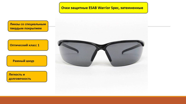Очки защитные ESAB Warrior Spec, затемненные - купить с доставкой по ...