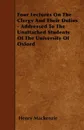 Four Lectures On The Clergy And Their Duties - Addressed To The Unattached Students Of The University Of Oxford - Henry Mackenzie