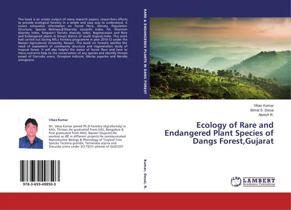 Обложка книги Ecology of Rare and Endangered Plant Species of Dangs Forest,Gujarat, Vikas Kumar,Bimal S. Desai and Ajeesh R.