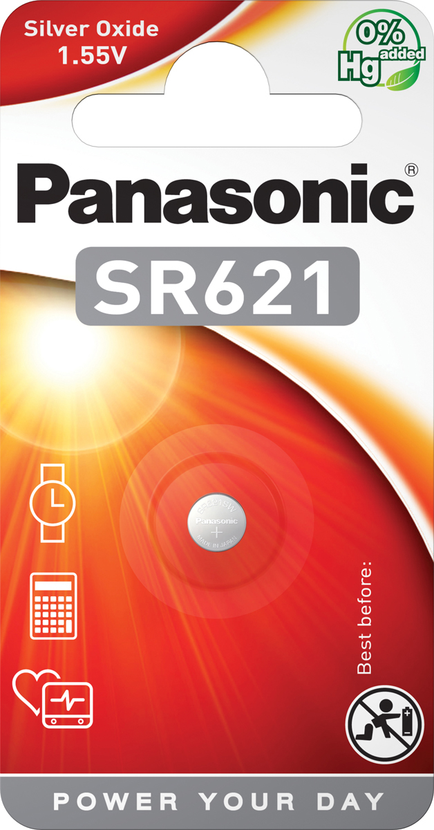 Батарейка Panasonic Silver Oxide SR-621EL/1B, дисковая серебряно-оксидная