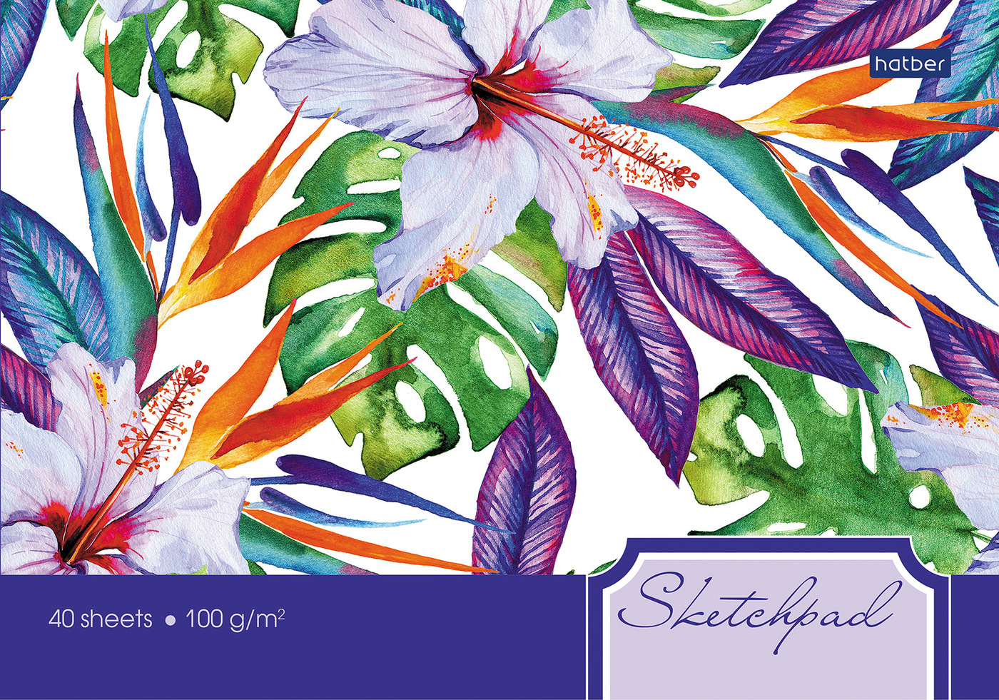 фото Скетчпад Hatber Premium "Экзотические цветы" 40 листов формата А5, отрывная склейка, твердая подложка, в ассортименте