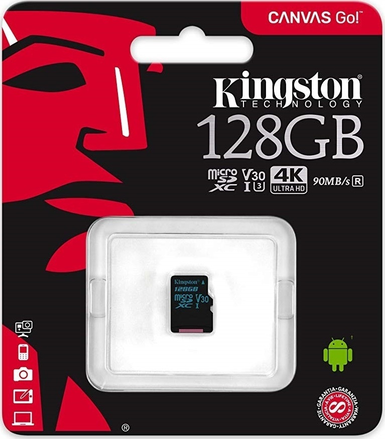 фото Карта памяти MicroSD 128GB Kingston Class 10 Canvas Go UHS-I U3 V30 без адаптера