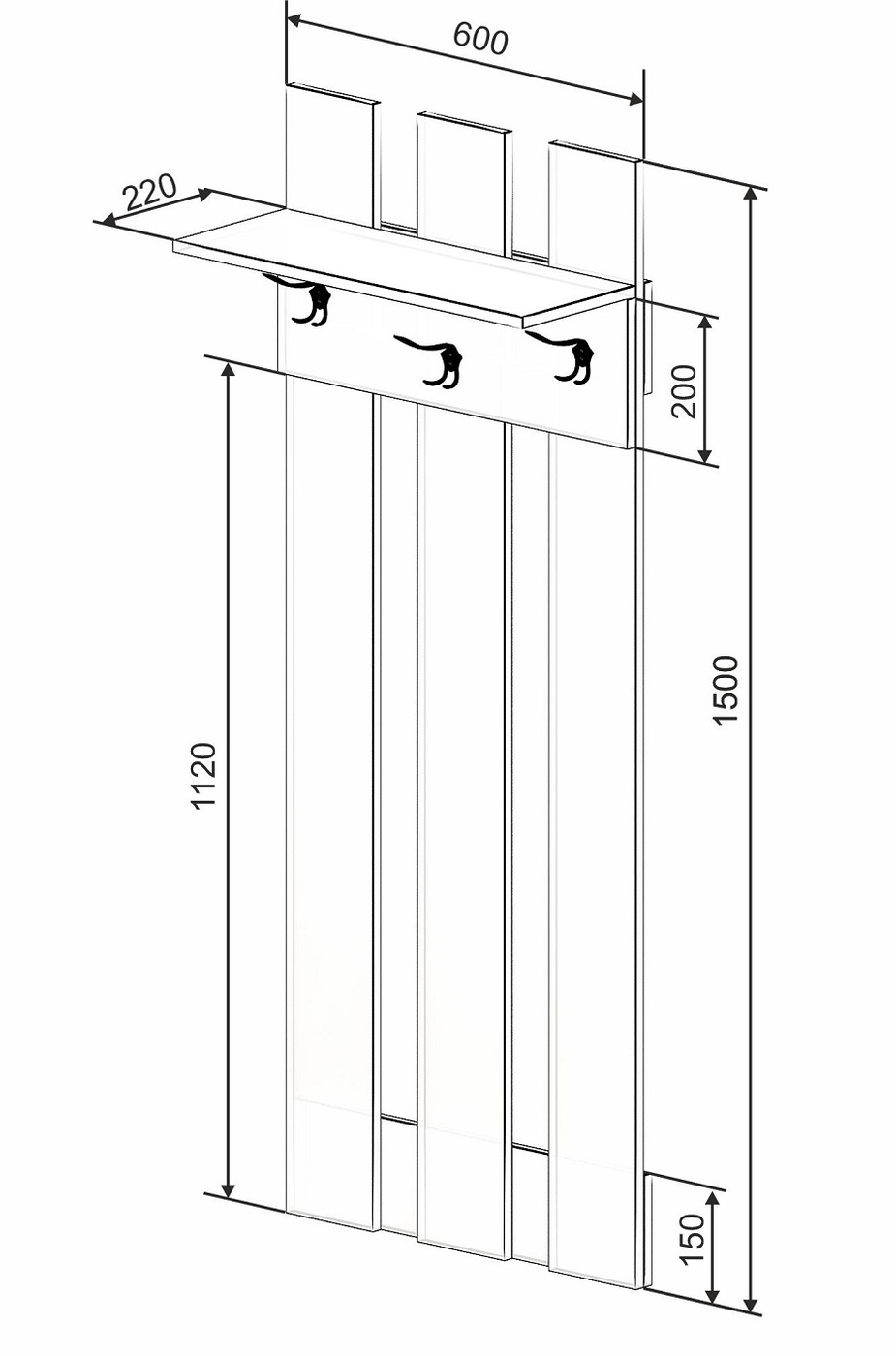 Вешалка настенная Размеры