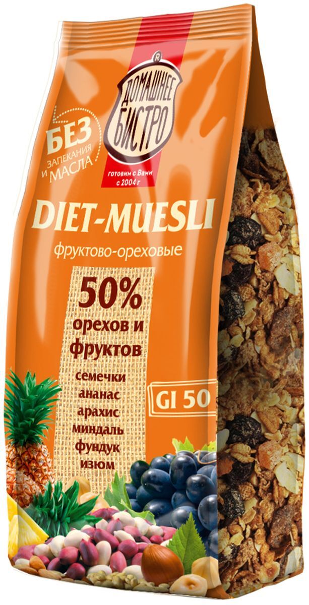 Мультизлаковые хлопья Домашнее Бистро, фруктово-ореховые, 8 шт по 250 г ...