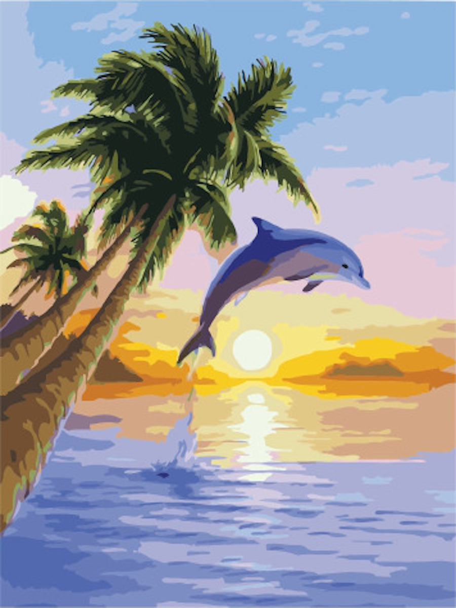 Дельфин и пальмы