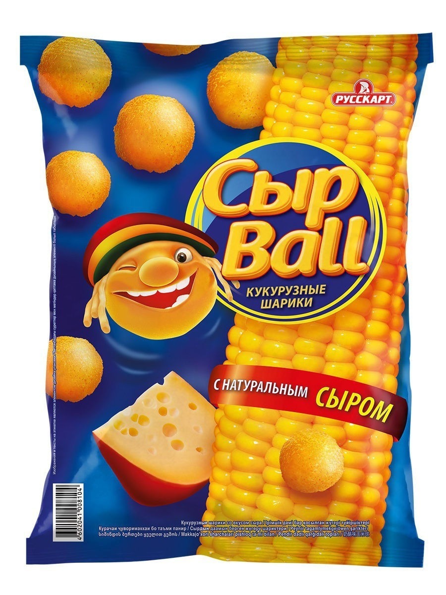 Сыр Ball кукурузные шарики 12 пачек по 140г со вкусом сыра — купить в ...