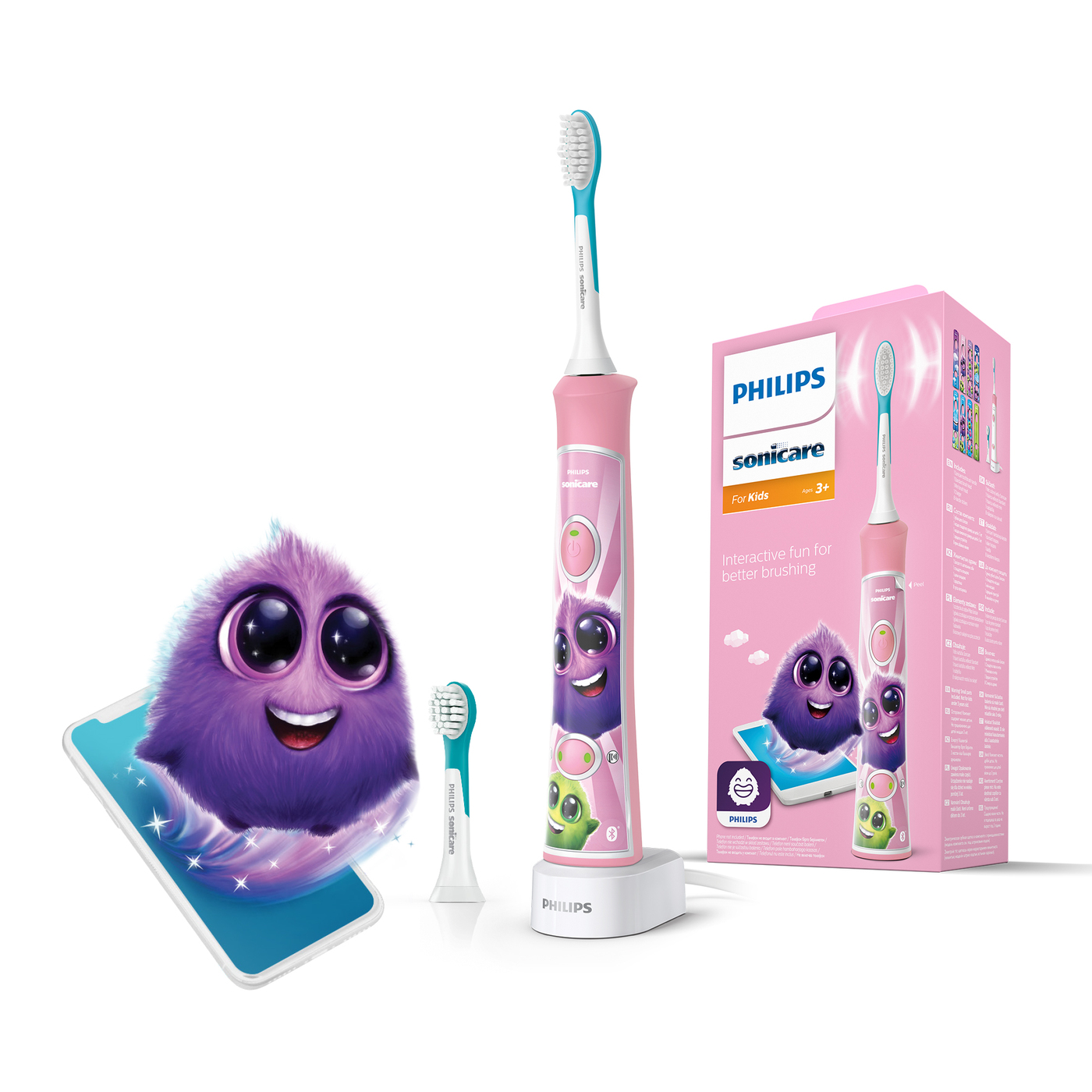 Philips Электрическая зубная щетка Sonicare For Kids HX6322/04, розовый