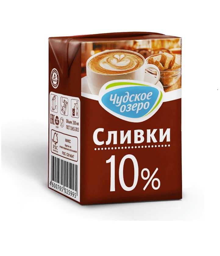 Сливки 10% 200 мл Чудское озеро, 12шт - купить с доставкой по выгодным ...