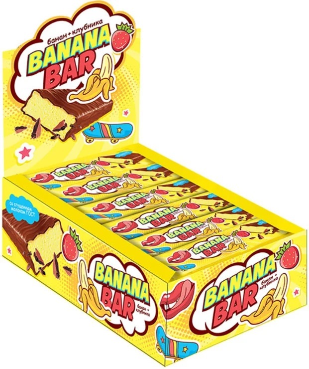 Батончик-суфле клубнично-банановый Banana bar, 18 шт по 35 г — купить в ...