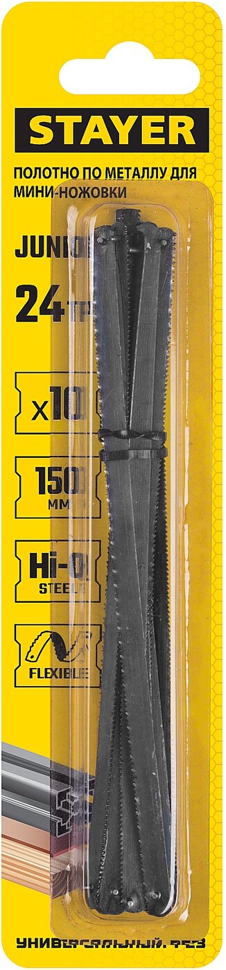 Полотноуниверсальноедлямини-ножовкиSTAYER1565-S10_z02Master,24TPI,150мм,10шт.