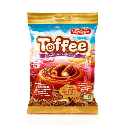 КонфетыПобедавкусамягкаякарамель"Toffee"вшоколаде,двавида,150г