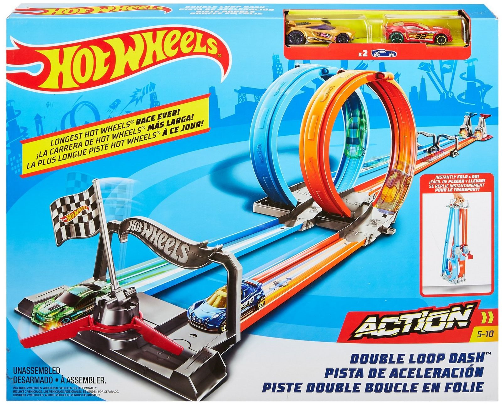 Игрушечный трек Hot Wheels Двойная петля, GFH85