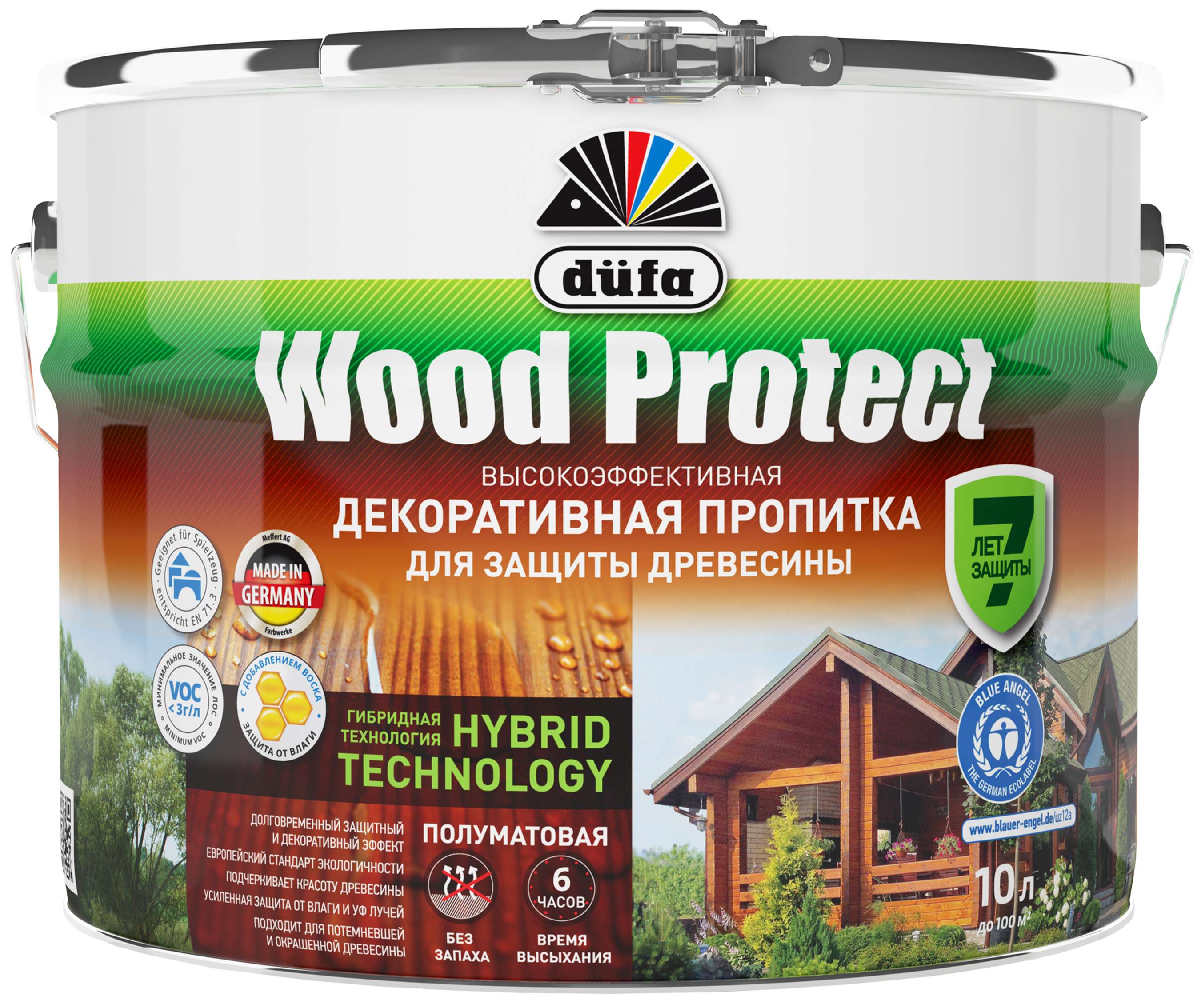 ДекоративнаяпропиткадлянаружныхивнутреннихработDufaWoodProtectпрозрачный10л.