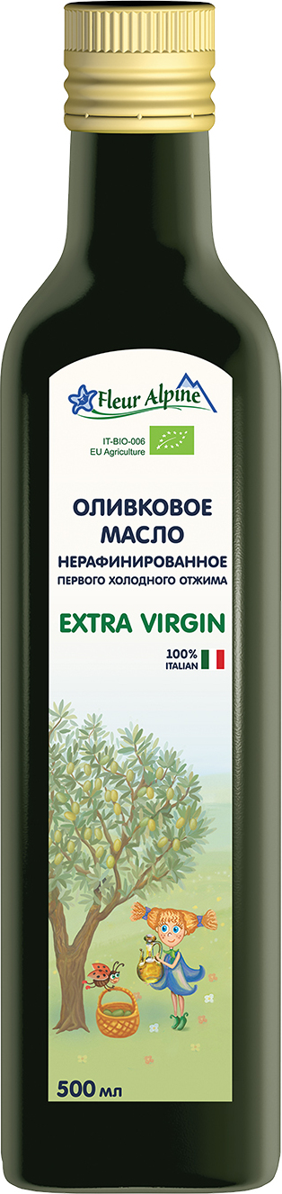 Масло оливковое Fleur Alpine первого холодного отжима Extra Virgin, для всей семьи, 500 мл