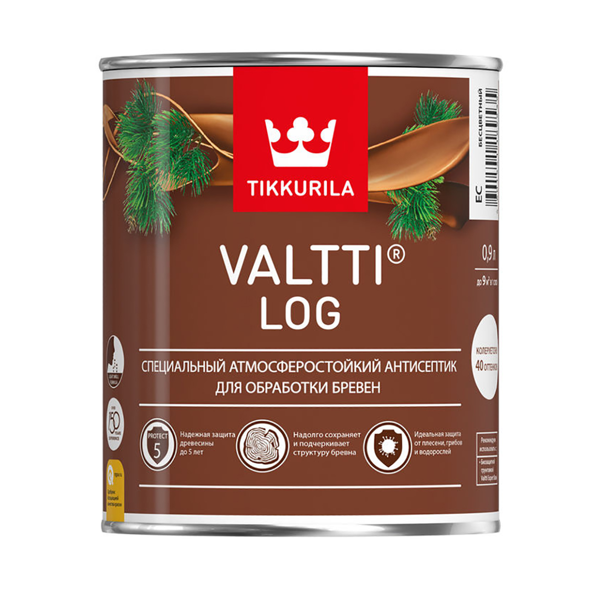 Tikkurila Valtti Log / Тикурила Валтти Лог Палисандр 0,9 Л Антисептик Для  Дерева 