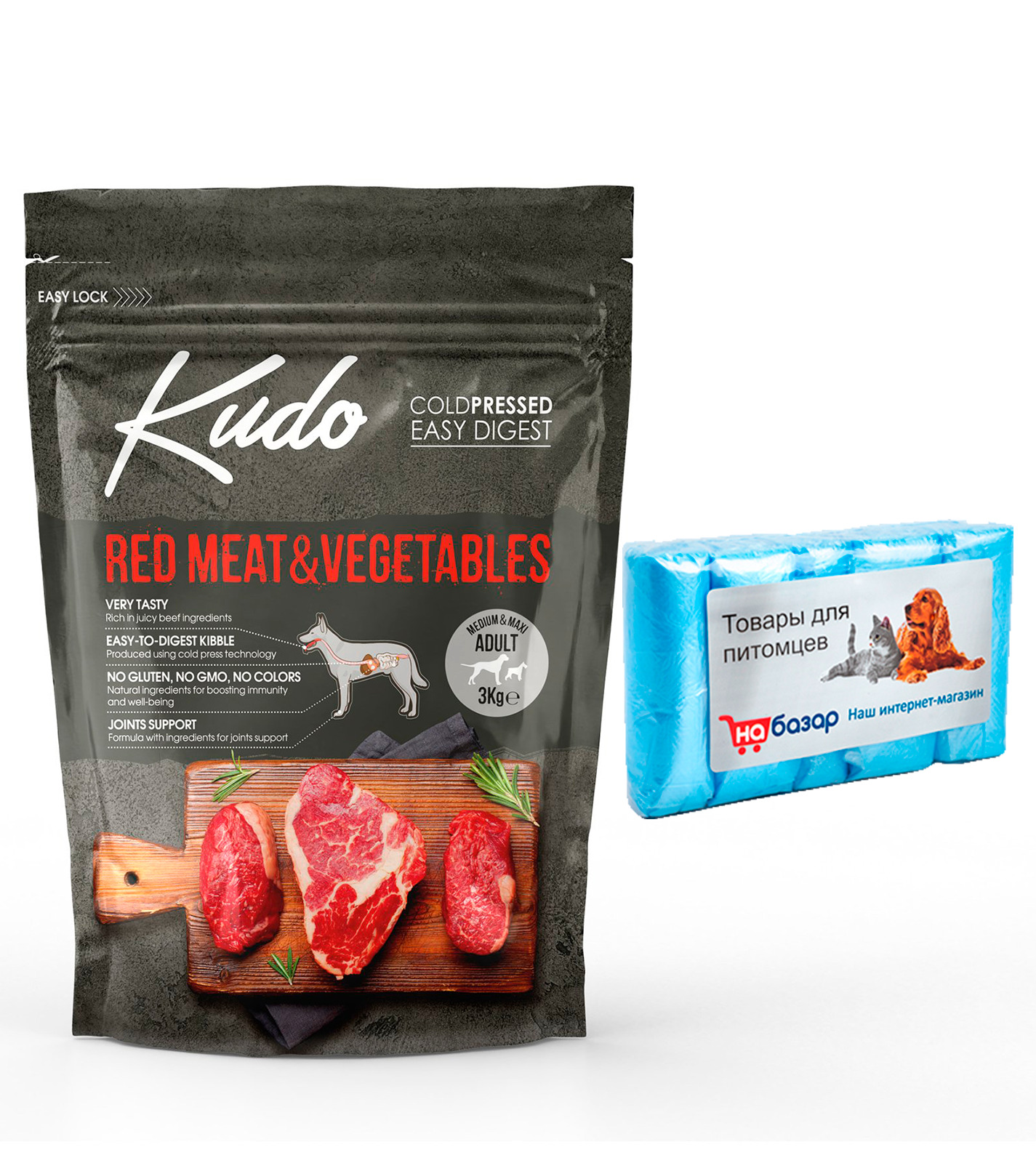 Сухой корм KUDO RED MEAT & VEGETABLES MEDIUM-MAXI ADULT для собак ...