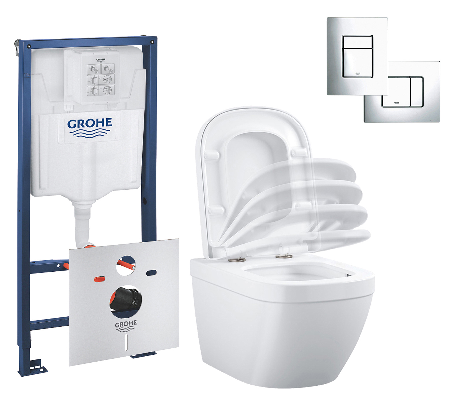 Комплект (унитаз + инсталляция), Подвесной унитаз GROHE, направление ...