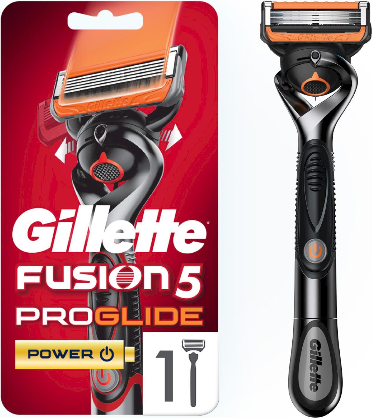 Gillette Fusion5 ProGlide Power мужская бритва, 1 кассета,  с 5 лезвиями, с технологией Flexball, с успокаивающими микроимпульсами