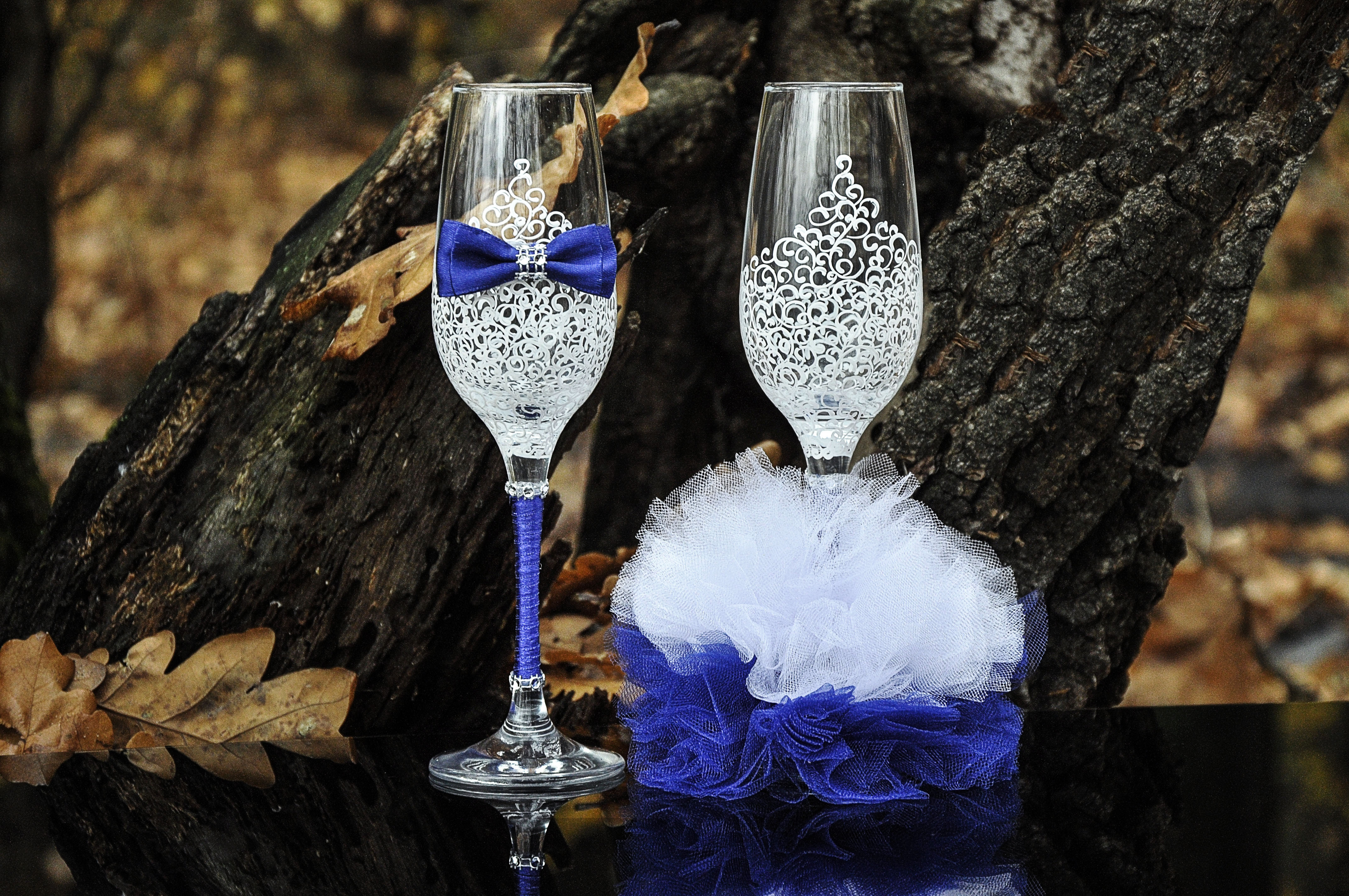 Расписные свадебные бокалы для молодоженов (розовый, сиреневый цвета) | AliExpress