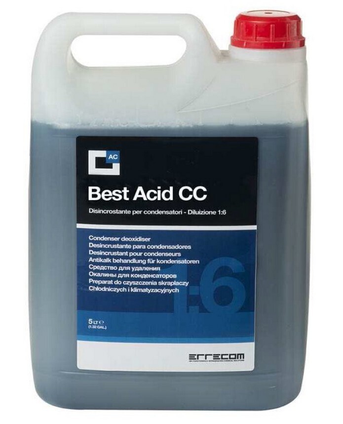 Чистящее средство на основе кислоты. Очиститель конденсатора errecom cond cleaner. щелочной очиститель для конденсаторов 5 л. good cond cleaner (ab1208.р.01). средство для очистки конденсаторов 5 л bc-alc.