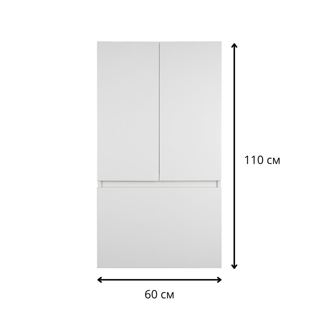 Шкаф для ванной Misty Амур 60 с корзиной, (ШХГХВ): 60х32.5х110 см, белый