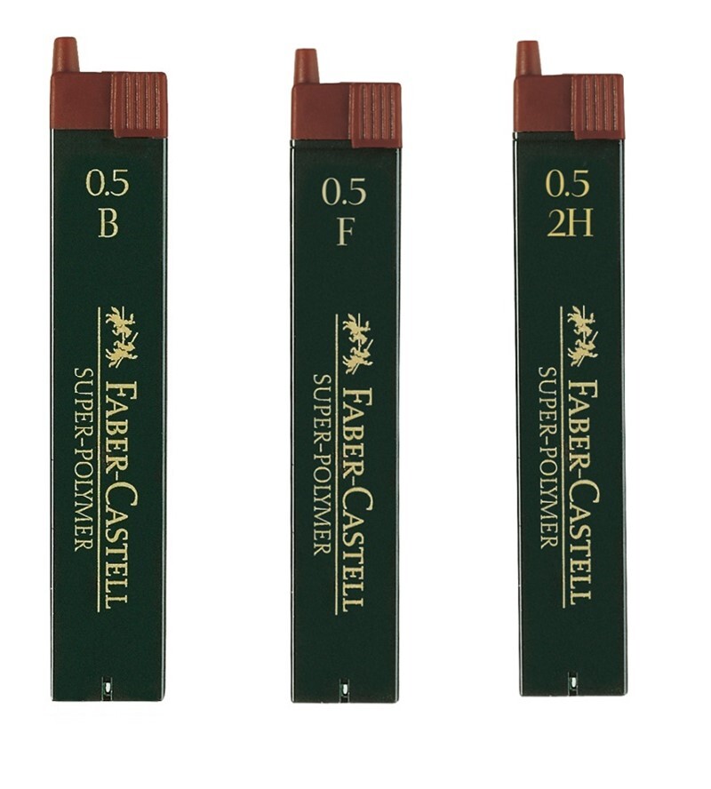 Грифели Faber-Castell Super-Polymer 0,5 мм, твердость B + F + 2H, 3 тубы по 12 шт.