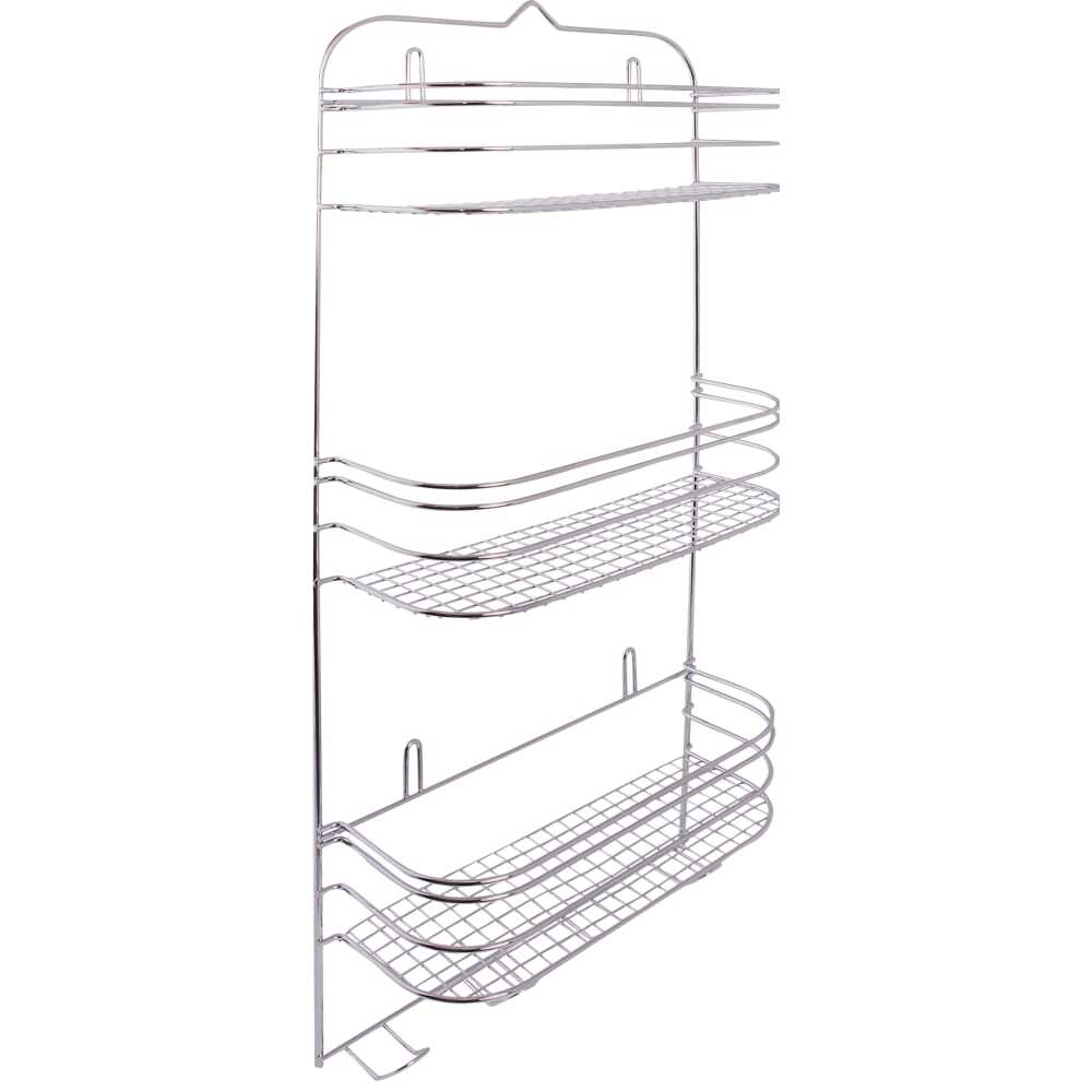 Полка для ванной трехъярусная прямая хром
