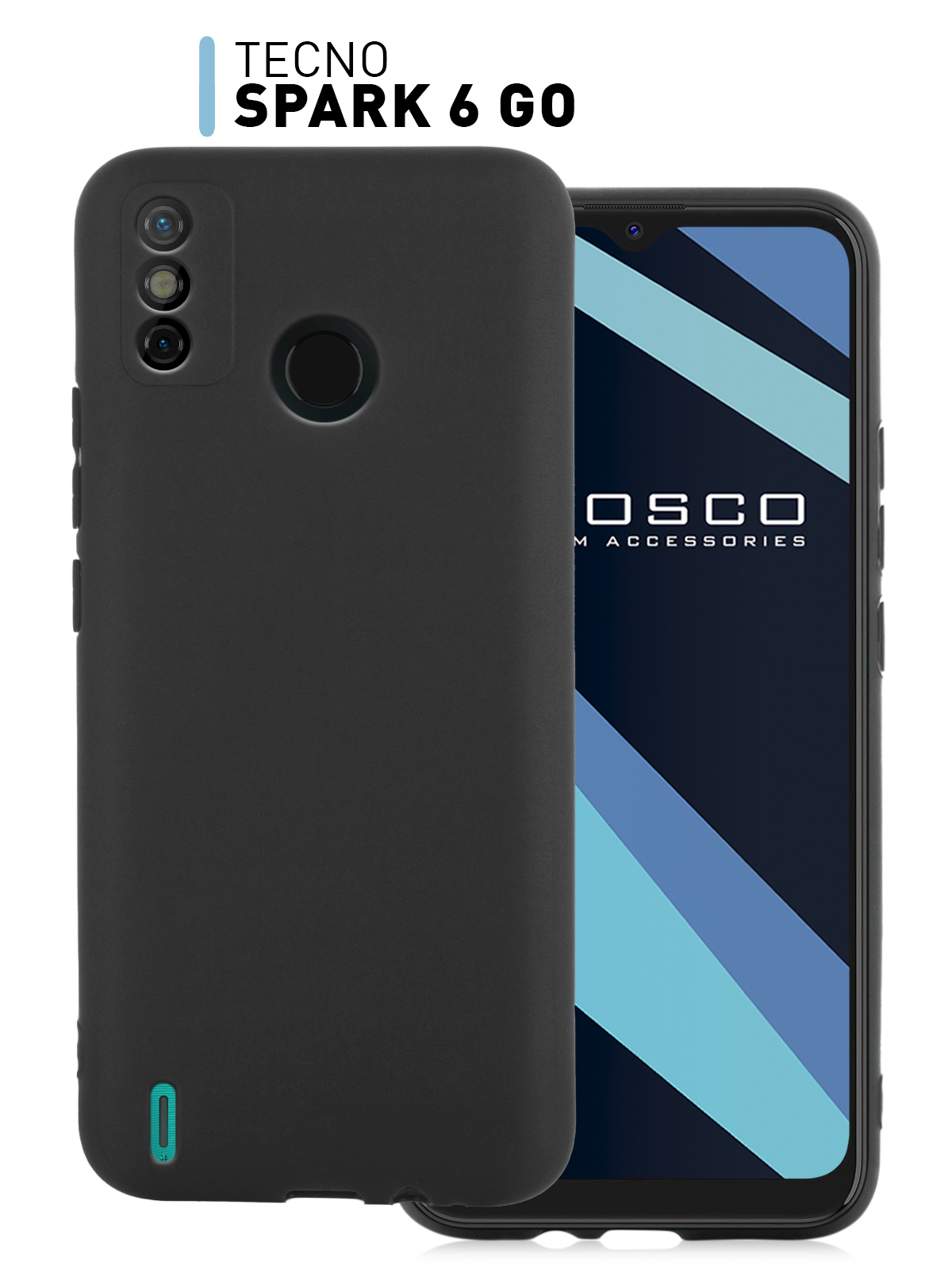 Чехол-накладка ROSCO для Tecno Spark 6 Go (Техно Спарк 6 Го), тонкая  полимерная из качественного силикона с матовым покрытием и бортиком  (защитой) вокруг модуля камер, черная - купить с доставкой по выгодным