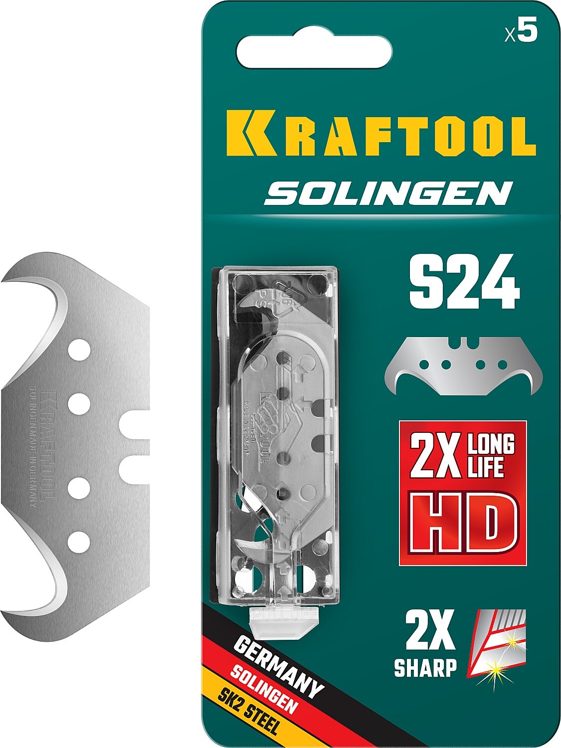 KRAFTOOL SOLINGEN S24 , Лезвия крюковидные, 5 шт, 09643-S5