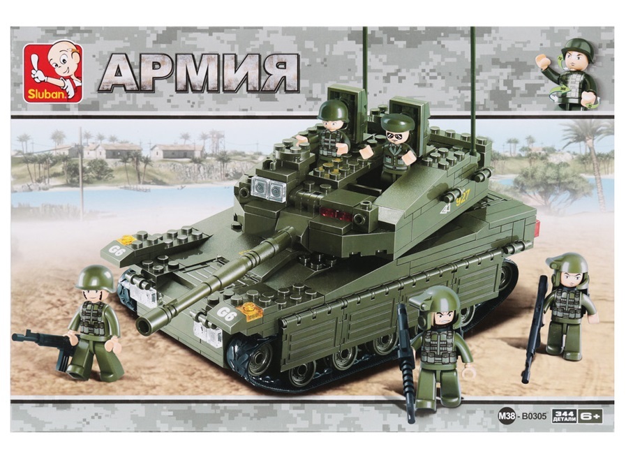 M38 b0305 схема сборки Конструктор блочный Sluban Танк MERKAVA 344 детали - купить с доставкой по выгод