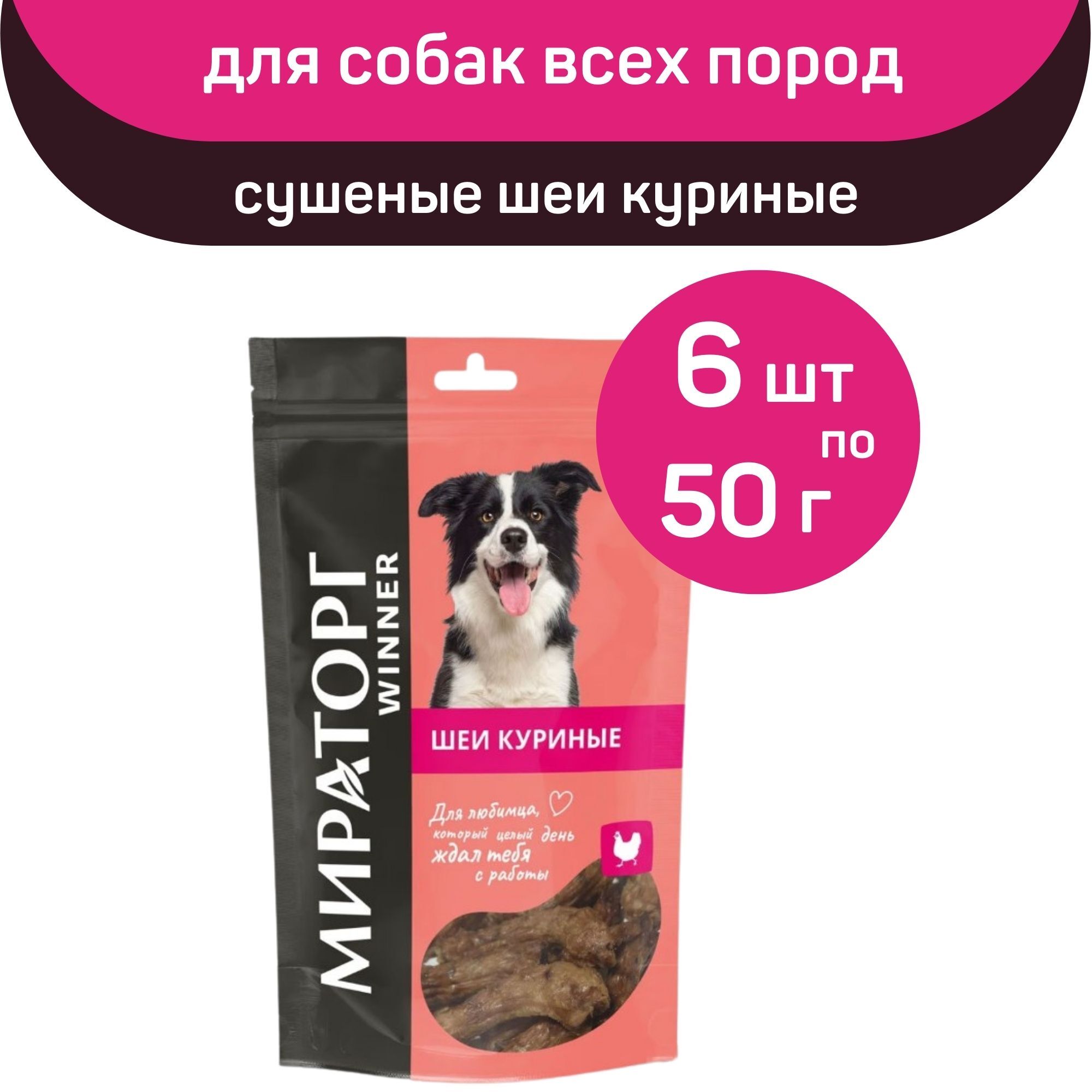 Лакомство Мираторг Winner, сушеные шеи куриные, 6 упаковок х 50 г, для  собак всех пород - купить с доставкой по выгодным ценам в интернет-магазине  OZON (600623215)