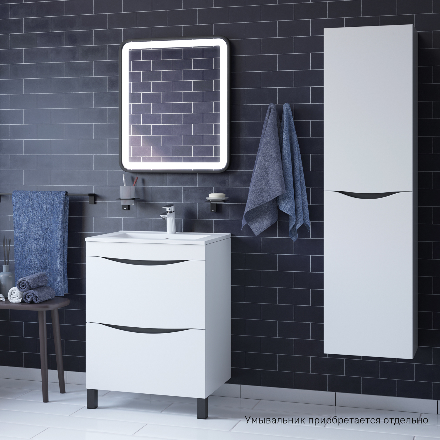 Фото товара на маркетплейсе ozon Тумба напольная в ванную (без раковины), белая, 60 см, Cloud, IDDIS, CLO60WFi95