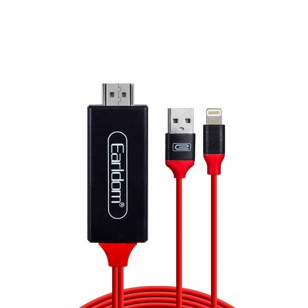 HDMI кабель Earldom ET-W5 Lightning 8-pin, 4K, 2м (красный)