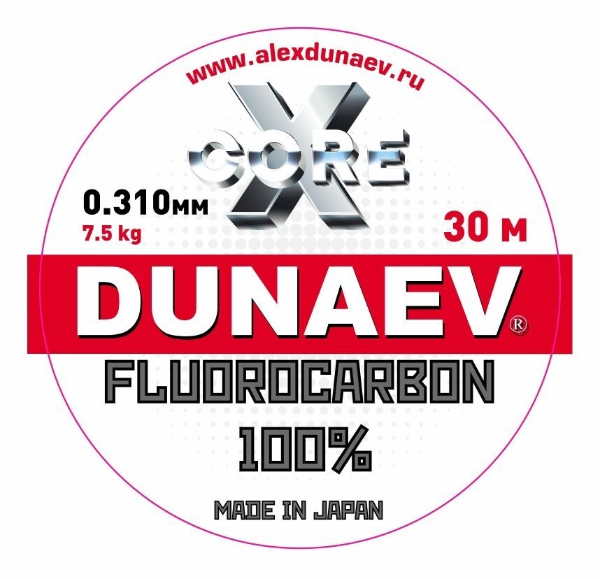 Флюорокарбоновая леска рыболовная Dunaev Fluorocarbon 0.310мм (7,5 кг) 30м