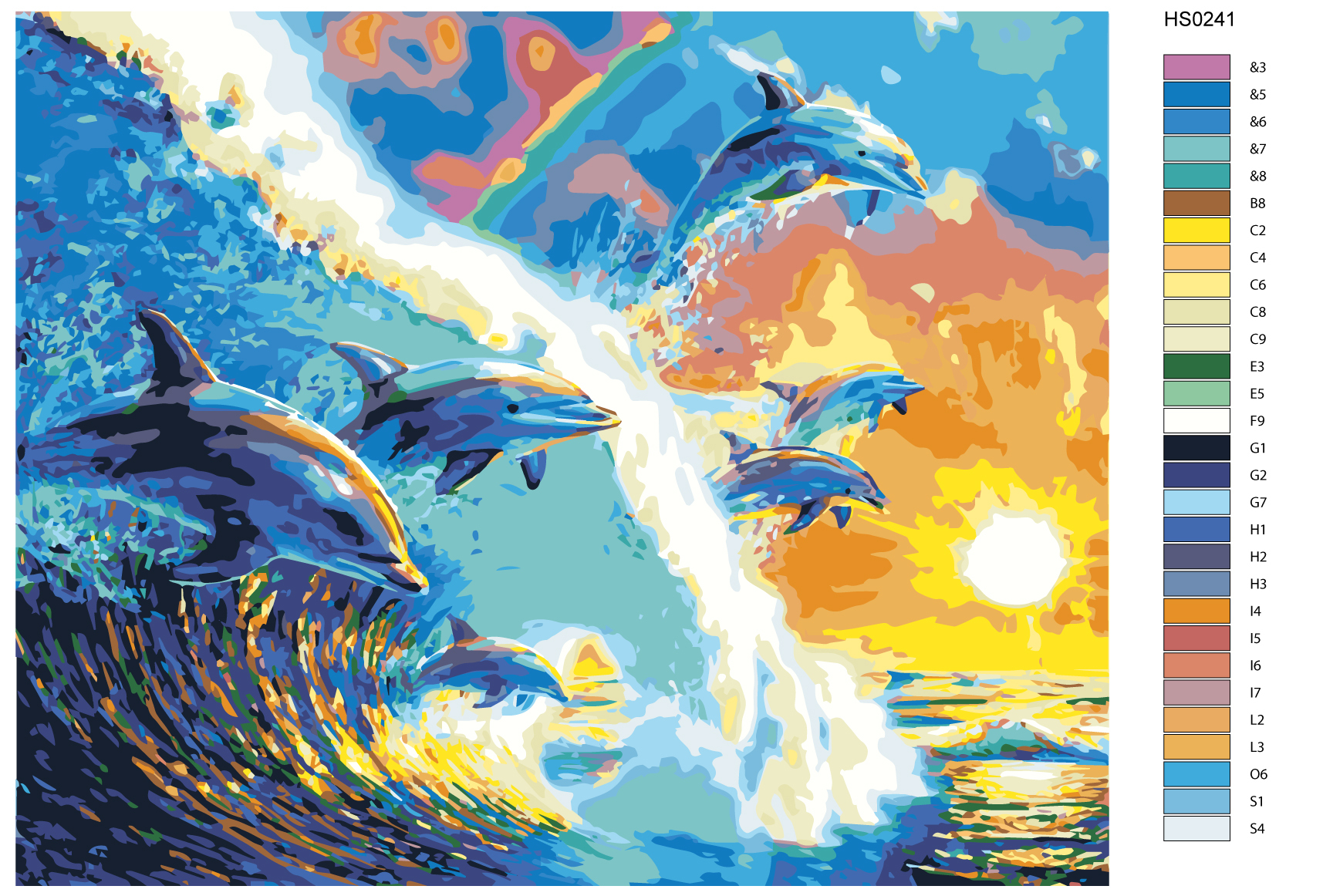 Картина по номерам дельфины