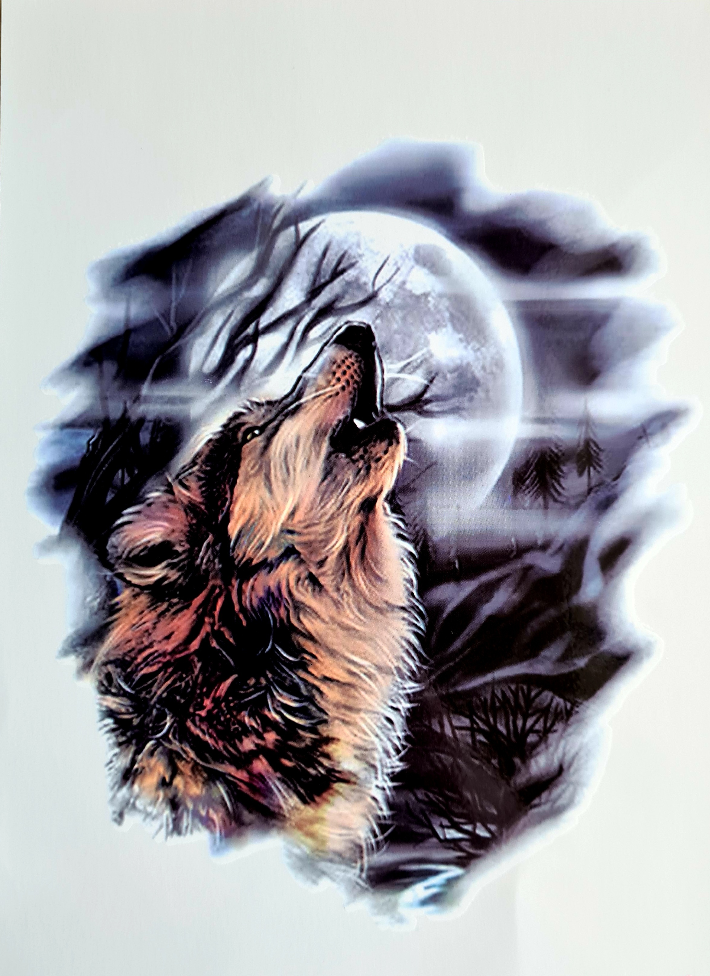 Воющий волк тату эскиз