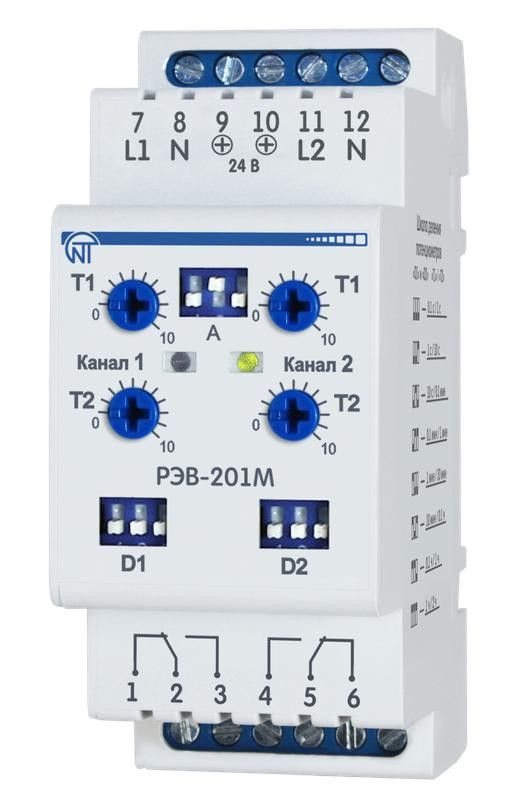 Реле времени электронное двухканальное РЭВ-201М, Новатек-Электро