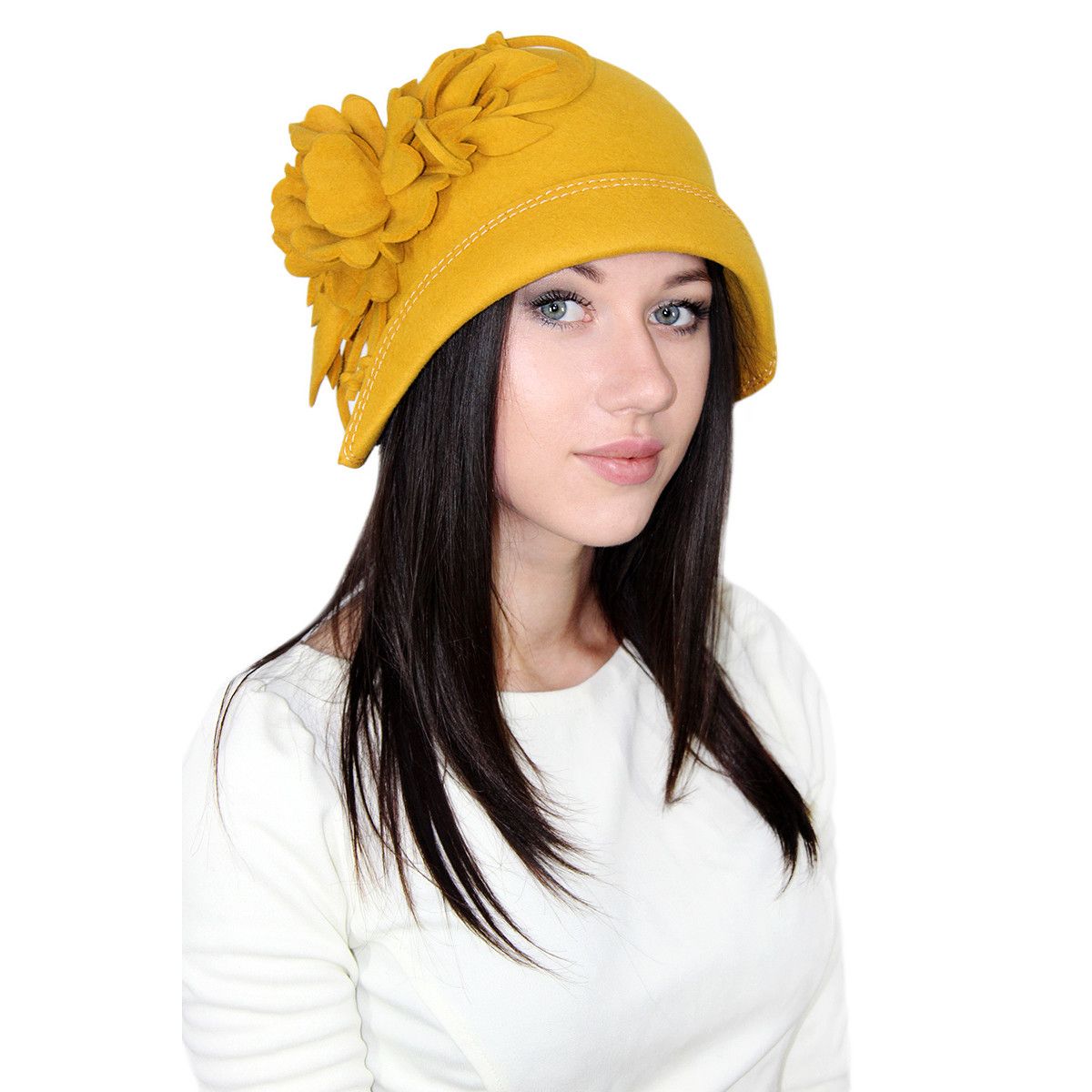 Шляпа женская. Панама клош. Фетровая шляпа. Весенняя шапка. Весенние головные.