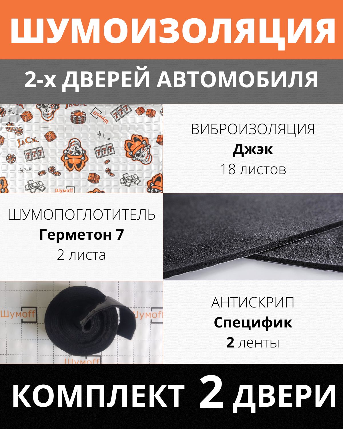 Шумоизоляция для 2-х дверей автомобиля МИДИ - купить по выгодной цене в  интернет-магазине OZON (992291468)