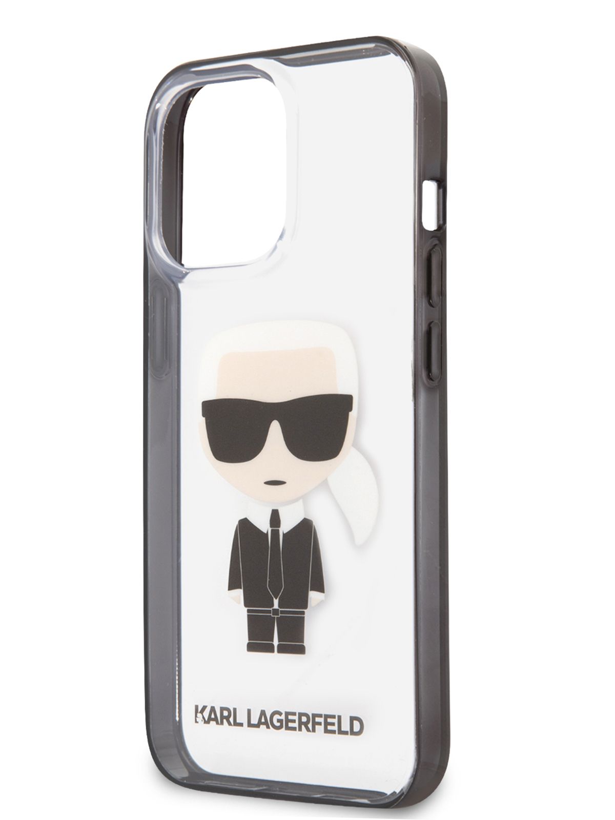 Чехол Karl Lagerfeld накладка для Apple iPhone 13 Pro / на Айфон 13 Про /  бампер / кейс поликарбонат, силикон PC/TPU Ikonik Karl, прозрачный с черным  бампером - купить с доставкой по