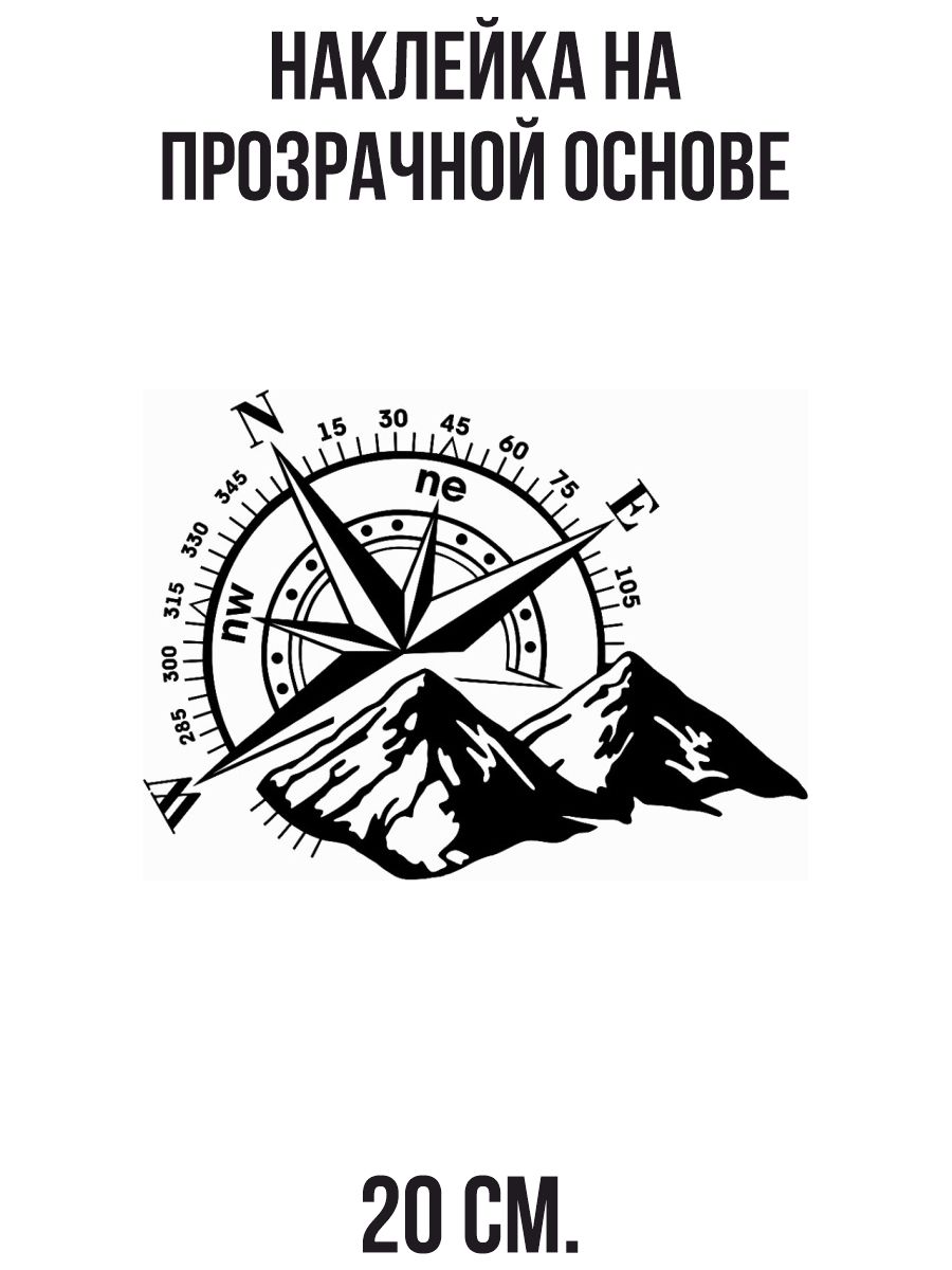 Наклейки на авто Компас и горы роза ветров градусы - купить по выгодным  ценам в интернет-магазине OZON (711167124)