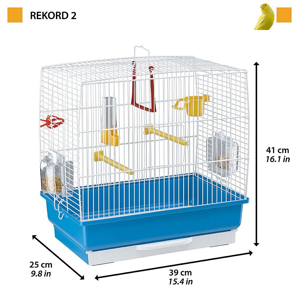 Клетка Ferplast Record 2 белая с комплектацией для птиц (39x25x41 см)