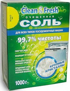 Clean & Fresh Соль для всех типов посудомоечных машин, 1000 гр