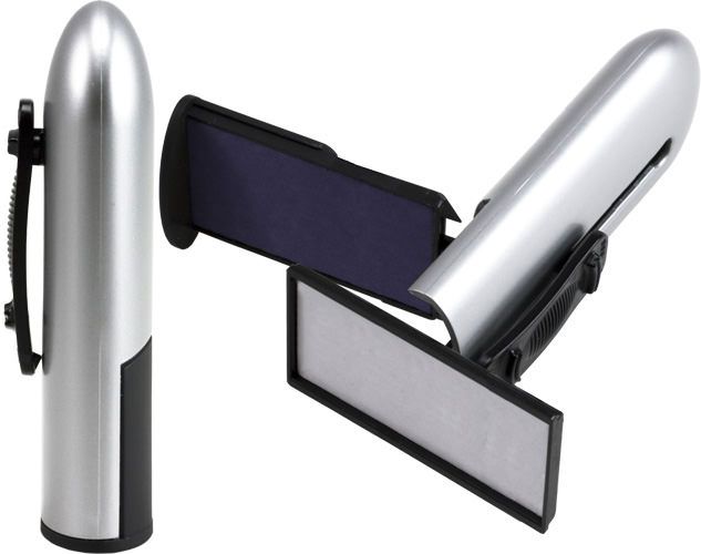 Оснастка карманная для штампа 25х58 мм GRM Pocket 40 ONE CLICK корпус СЕРЕБРИСТЫЙ, подушка синяя