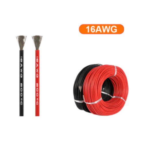 Силиконовый медный кабель 16 awg силовой (красный+черный по 1м)