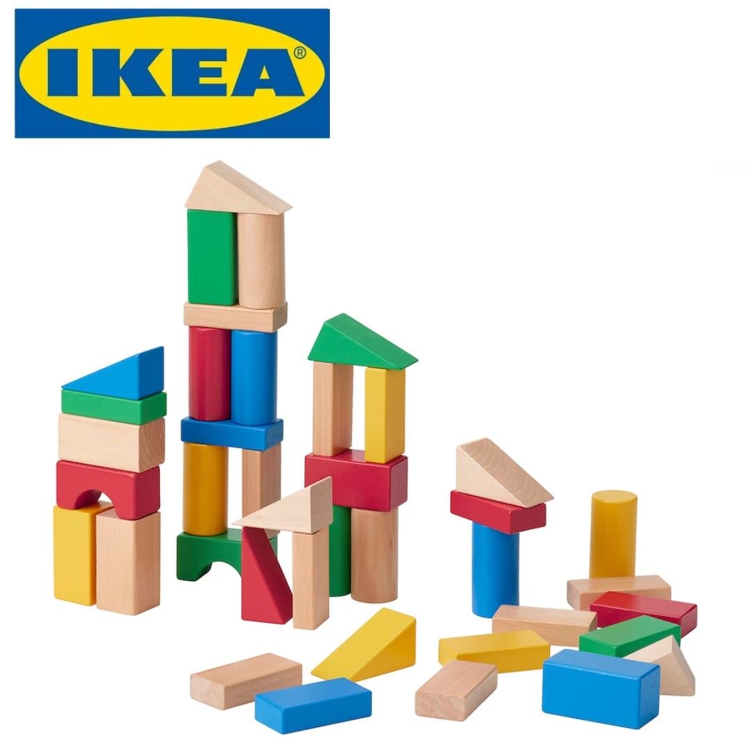 Набор деревянных кубиков IKEA, 40 шт., разноцветный. UNDERHALLA