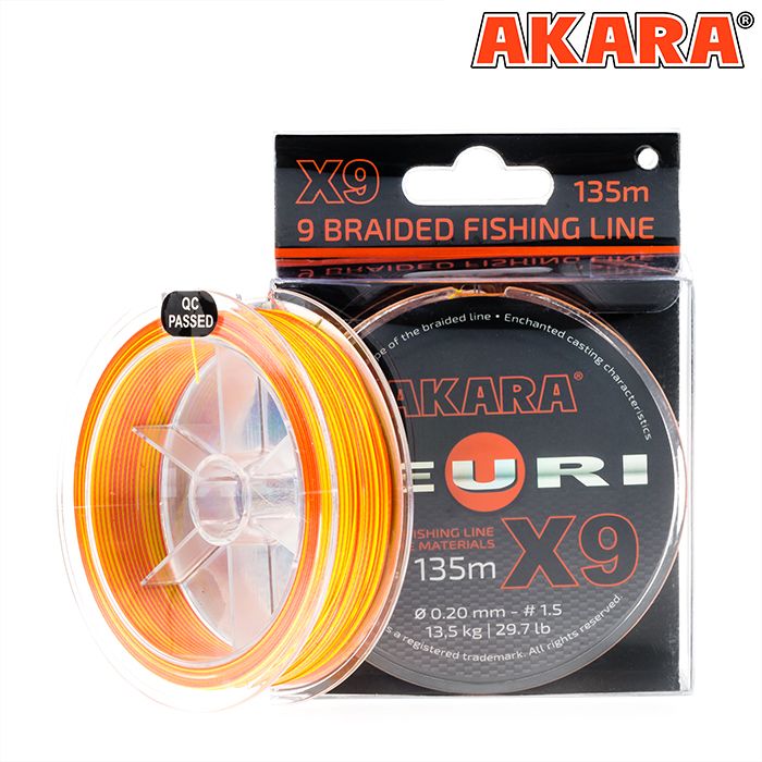 Шнур Akara Teuri X-9 Yellow-Orange 135 м 0,15