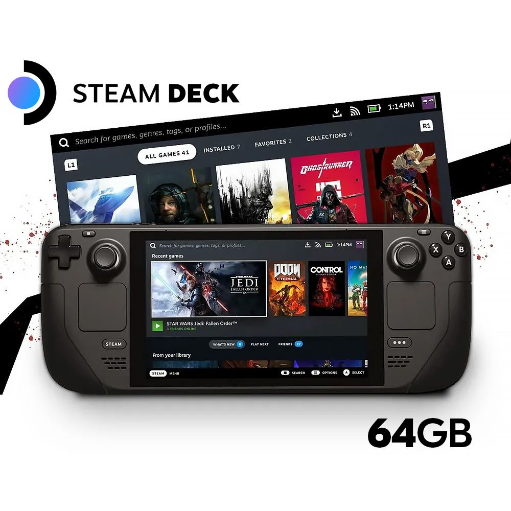 Портативная игровая консоль Valve Steam Deck 64GB - купить с доставкой по  выгодным ценам в интернет-магазине OZON (840420692)