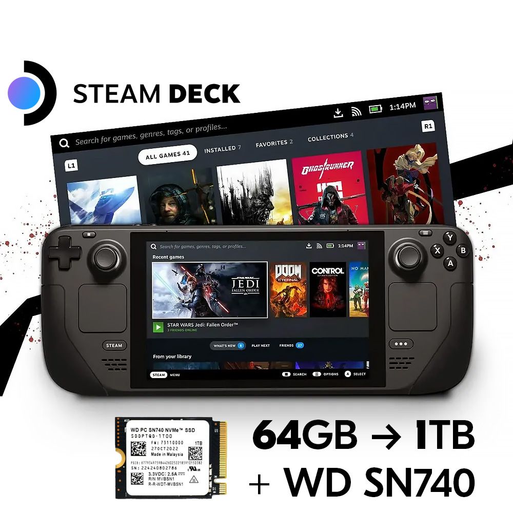 Портативная игровая консоль Valve Steam Deck 64GB + SSD-диск Western  Digital SN740 NVME M.2 2230 1TB (комплект) - купить с доставкой по выгодным  ценам в интернет-магазине OZON (865745539)